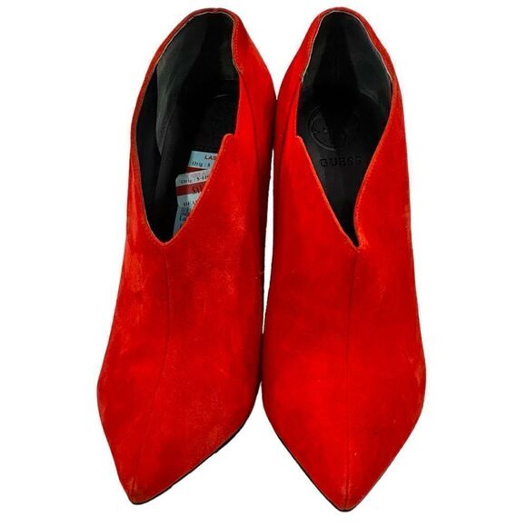 GUESS Women’s Ondrea Red Suede Pointed Toe Stilettos Ankle Booties in Size 8M - Picture 8 of 13